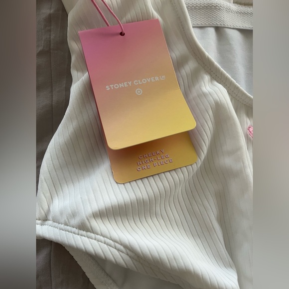 Stoney Clover Lane for Target White Ribbed One Piece Swimsuit NWT XS - Picture 5 of 6